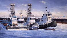 marine art nautical paintings yves berube tugs quebec city